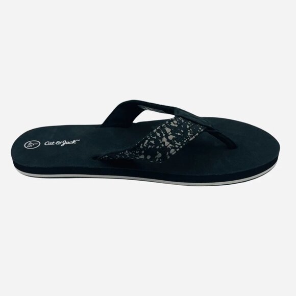 Unisex Cat & Jack Flip Flop Sandals Black Stripe Thong Open D Toe Size M 2/3 - Picture 3 of 5